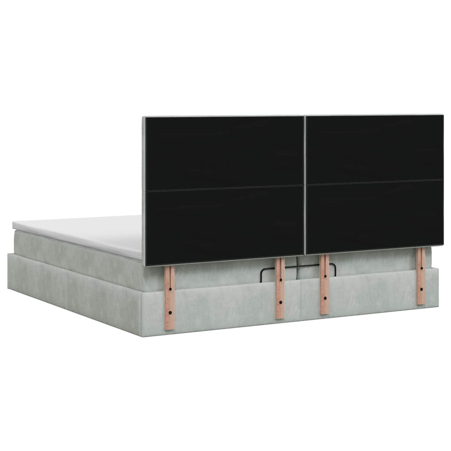 Ottoman Bed met Matrassen en LED Lichtgrijs 200 x 200 cm
