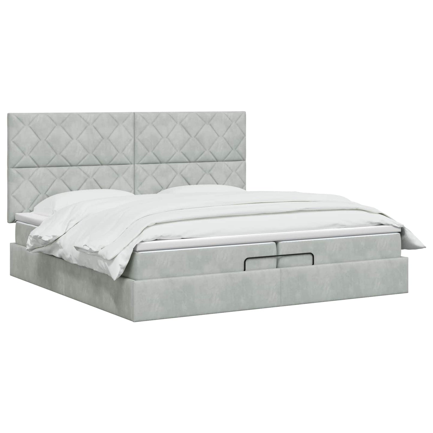 Ottoman Bed met Matrassen en LED Lichtgrijs 200 x 200 cm