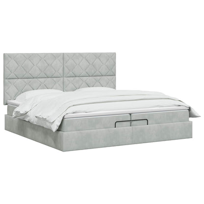 Ottoman Bed met Matrassen en LED Lichtgrijs 200 x 200 cm
