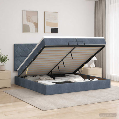 Ottoman Bed met Matrassen en LED Donkergrijs 200 x 200 cm