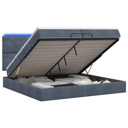Ottoman Bed met Matrassen en LED Donkergrijs 200 x 200 cm