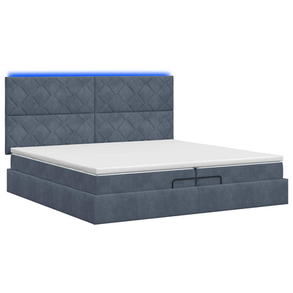 Ottoman Bed met Matrassen en LED Donkergrijs 200 x 200 cm