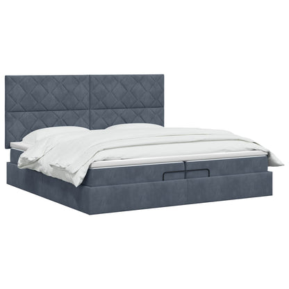 Ottoman Bed met Matrassen en LED Donkergrijs 200 x 200 cm