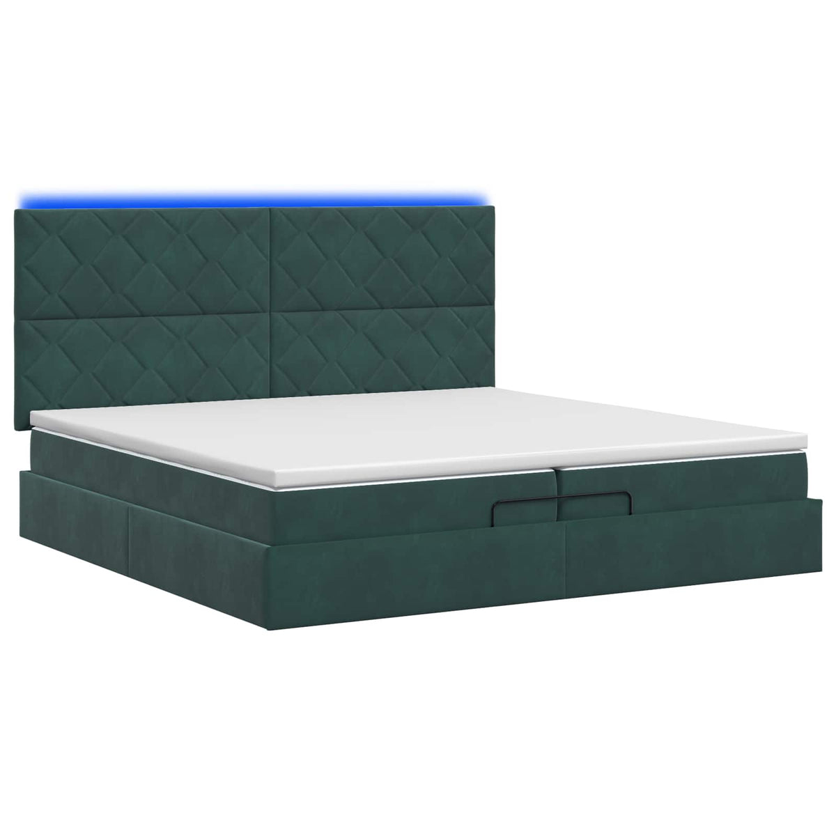 Ottoman Bed met Matrassen en LED Donkergroen 200 x 200 cm