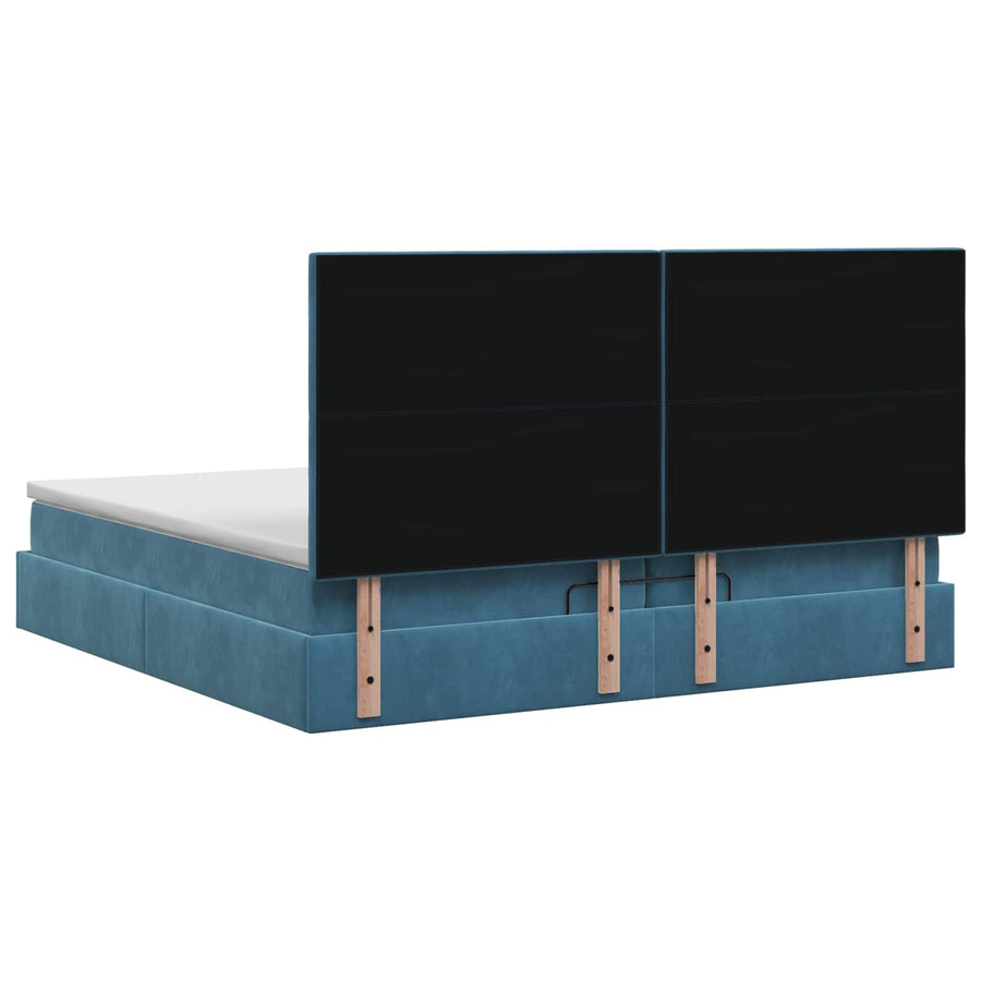 Ottoman Bed met Matrassen en LED Donkerblauw 200 x 200 cm