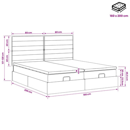 Ottoman Bed met Matrassen en LED Lichtgrijs 160 x 200 cm Stof