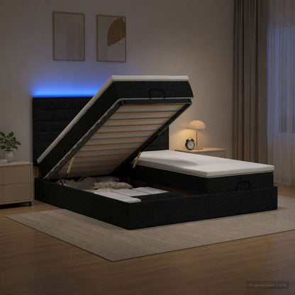 Ottoman Bed met Matrassen en LED Zwart 200 x 200 cm Stof