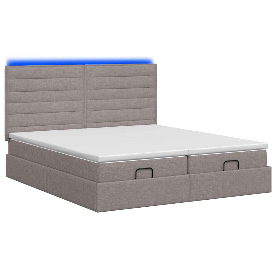 Ottoman Bed met Matrassen en LED Taupe 160 x 200 cm Stof