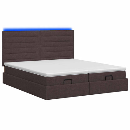 Ottoman Bed met Matrassen en LED Donkerbruin 180 x 200 cm Stof