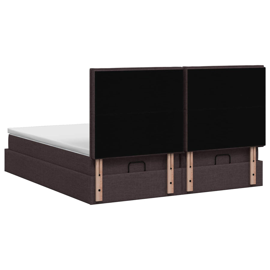 Ottoman Bed met Matrassen en LED Donkerbruin 180 x 200 cm Stof
