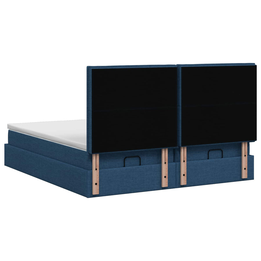 Ottoman Bed met Matrassen en LED Blauw 180 x 200 cm Stof