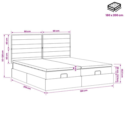 Ottoman Bed met Matrassen en LED Blauw 180 x 200 cm Stof