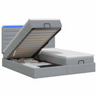 Ottoman Bed met Matrassen en LED Lichtgrijs 200 x 200 cm Stof
