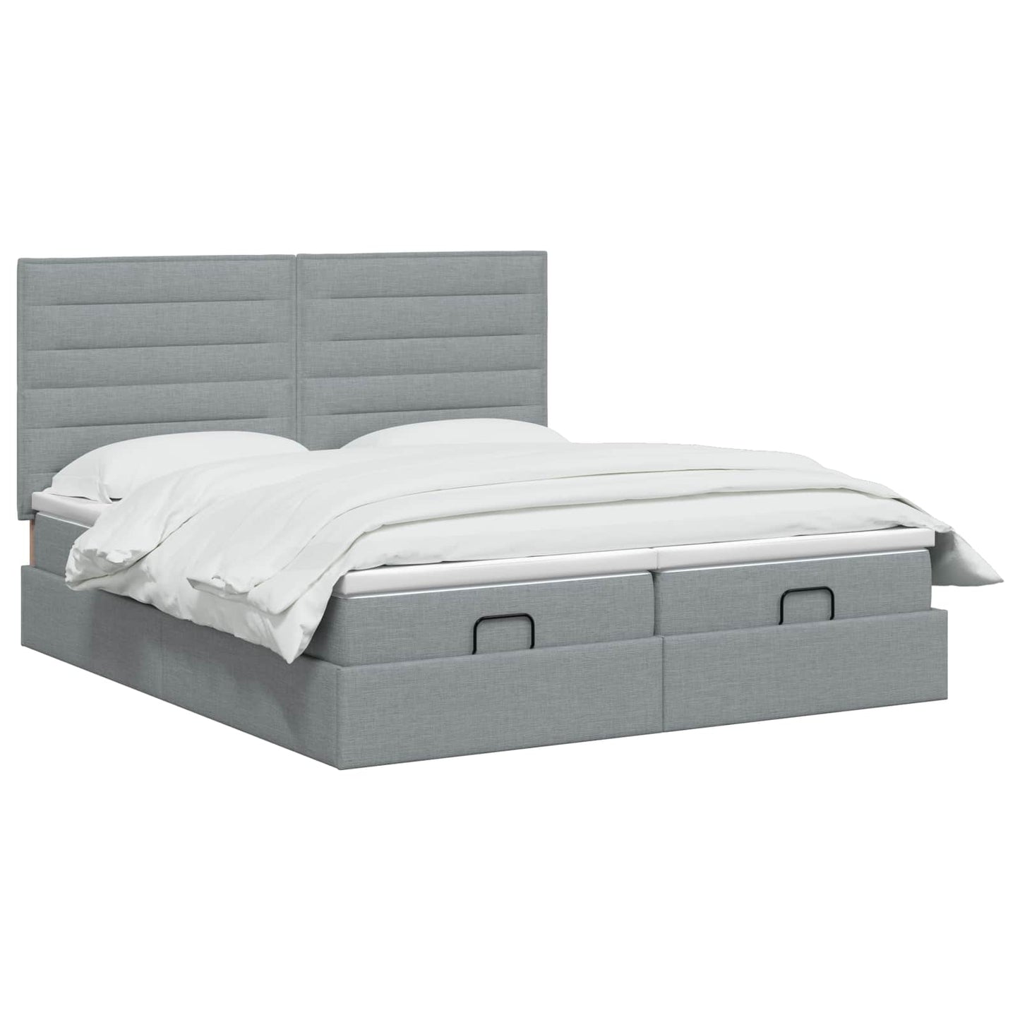 Ottoman Bed met Matrassen en LED Lichtgrijs 200 x 200 cm Stof