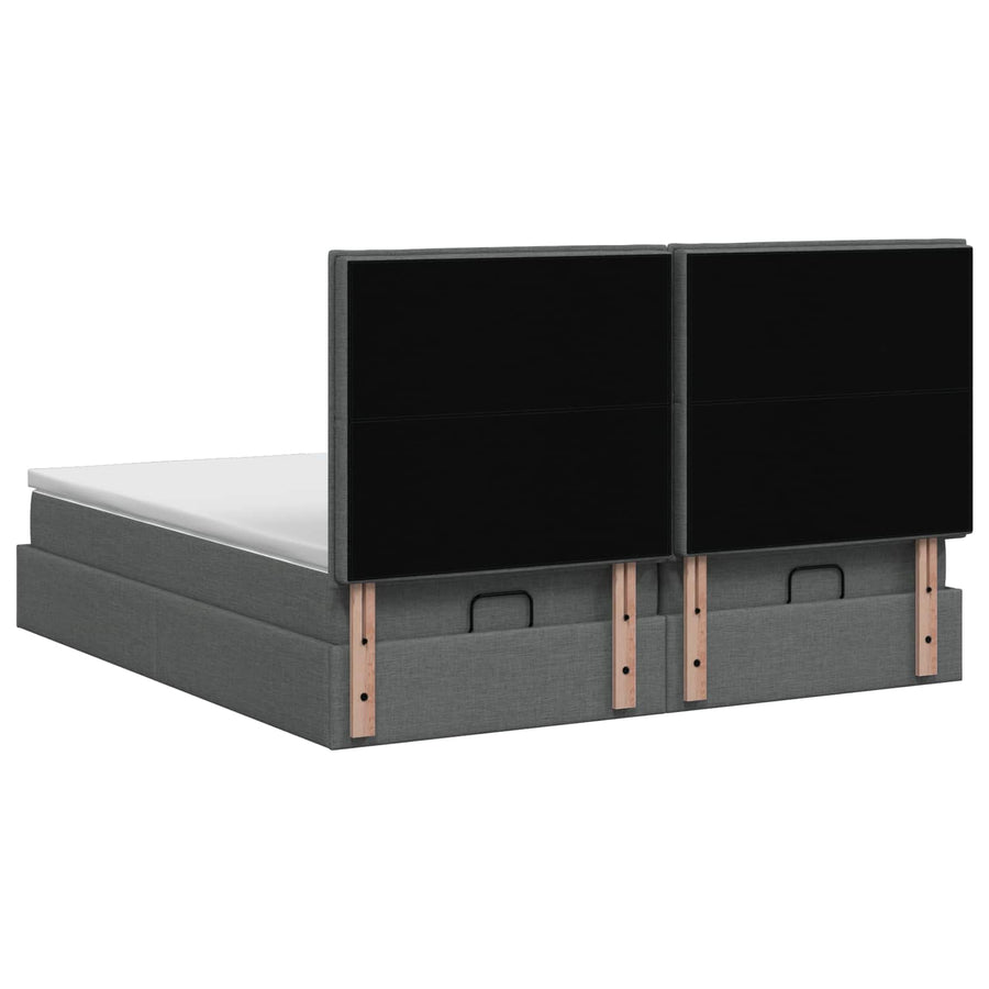 Ottoman Bed met Matrassen en LED Donkergrijs 200 x 200 cm Stof