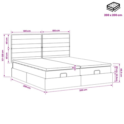 Ottoman Bed met Matrassen en LED Zwart 200 x 200 cm Stof
