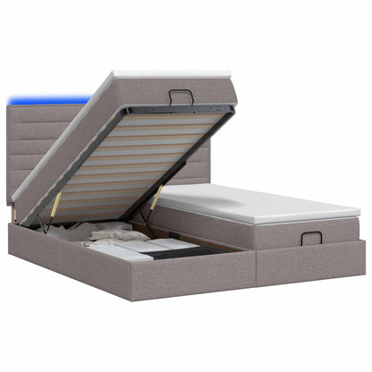 Ottoman Bed met Matrassen en LED Taupe 200 x 200 cm Stof