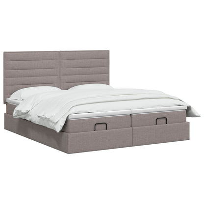 Ottoman Bed met Matrassen en LED Taupe 200 x 200 cm Stof
