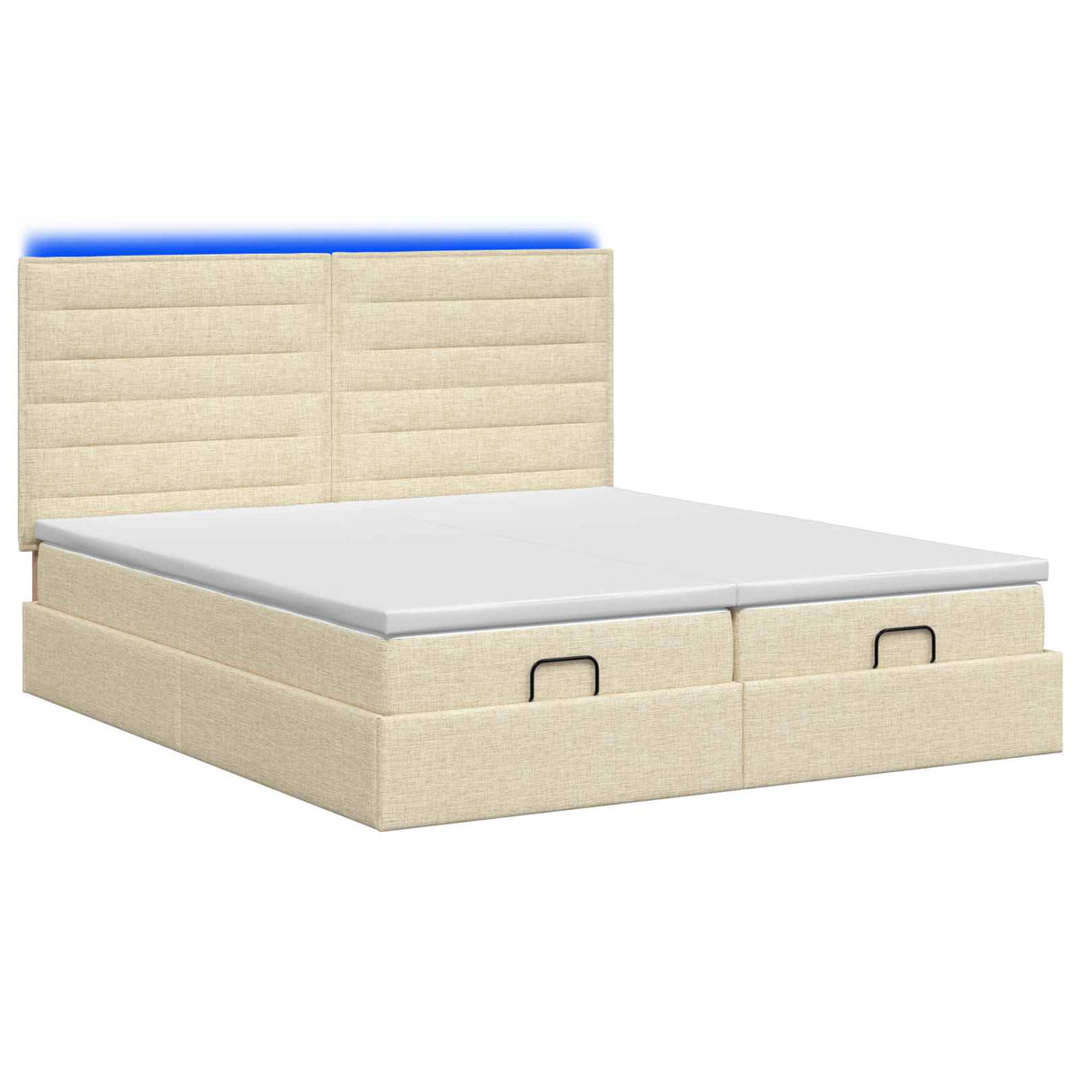 Ottoman Bed met Matrassen en LED Crèmekleurig 200 x 200 cm Stof