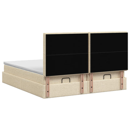Ottoman Bed met Matrassen en LED Crèmekleurig 200 x 200 cm Stof