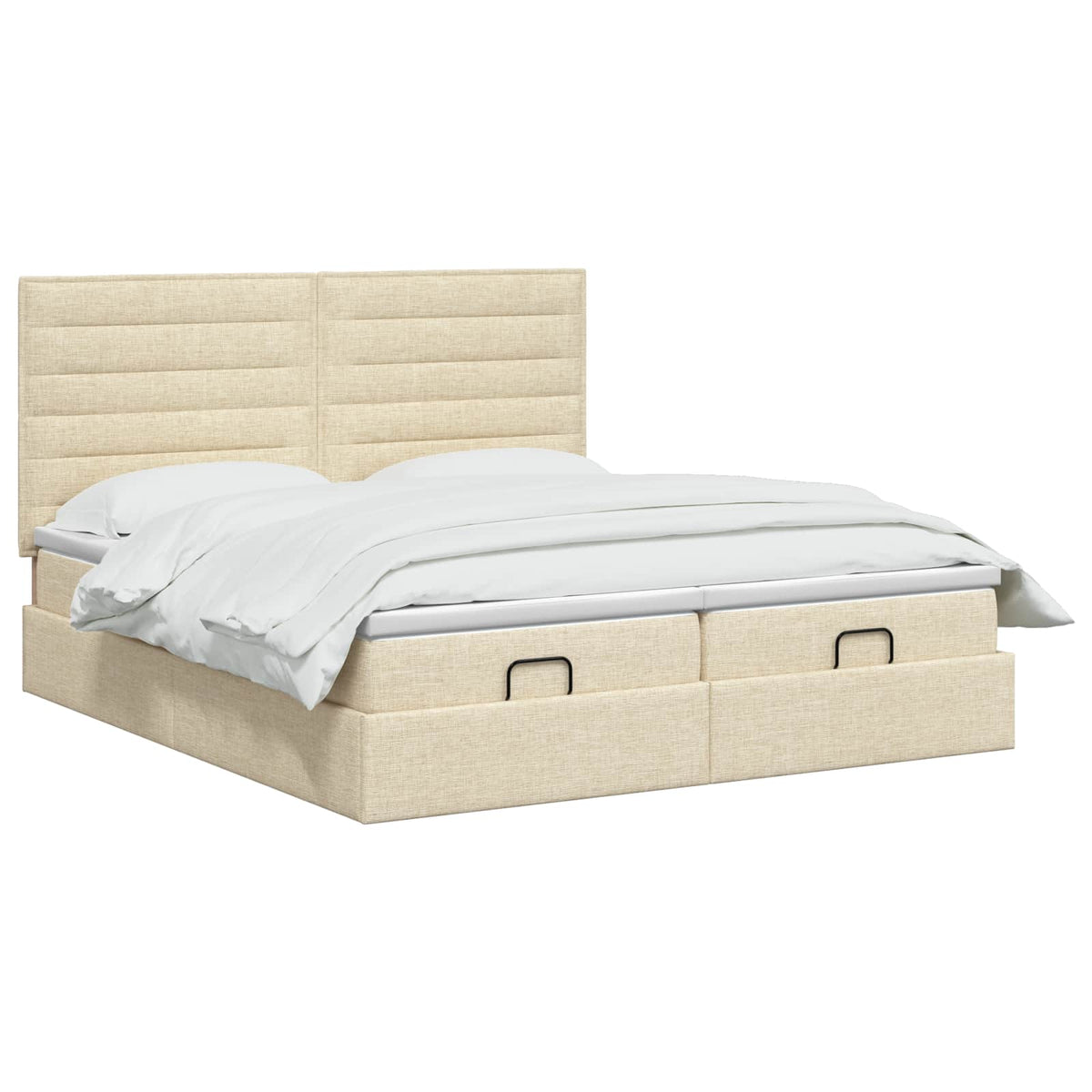 Ottoman Bed met Matrassen en LED Crèmekleurig 200 x 200 cm Stof