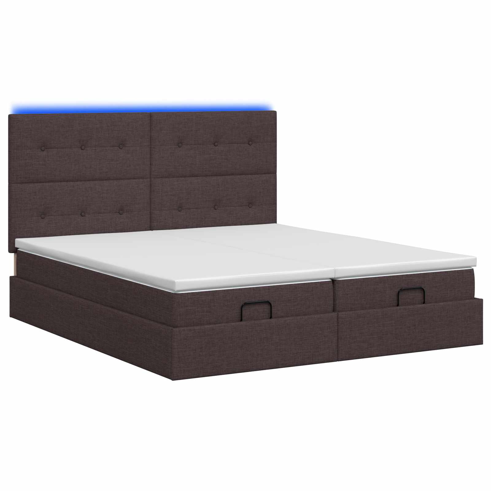 Ottoman Bed met Matrassen en LED Donkerbruin 180 x 200 cm Stof