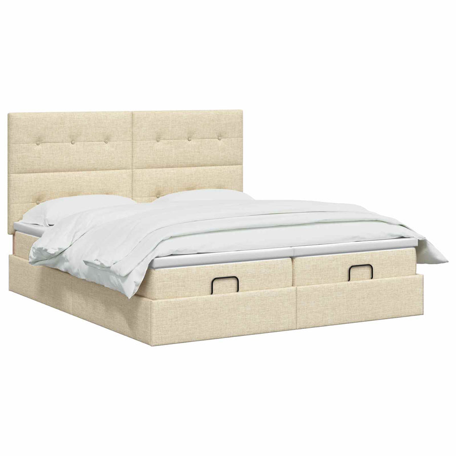 Ottoman Bed met Matrassen en LED Crèmekleurig 180 x 200 cm Stof