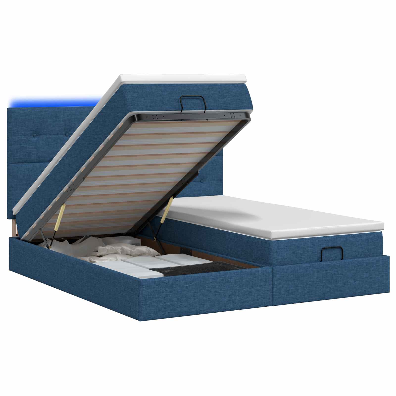 Ottoman Bed met Matrassen en LED Blauw 180 x 200 cm Stof