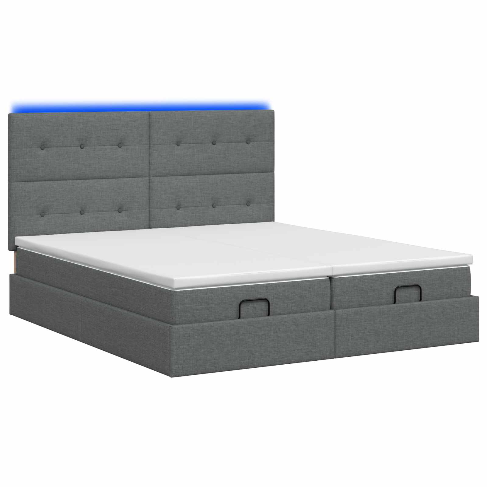Ottoman Bed met Matrassen en LED Donkergrijs 200 x 200 cm Stof