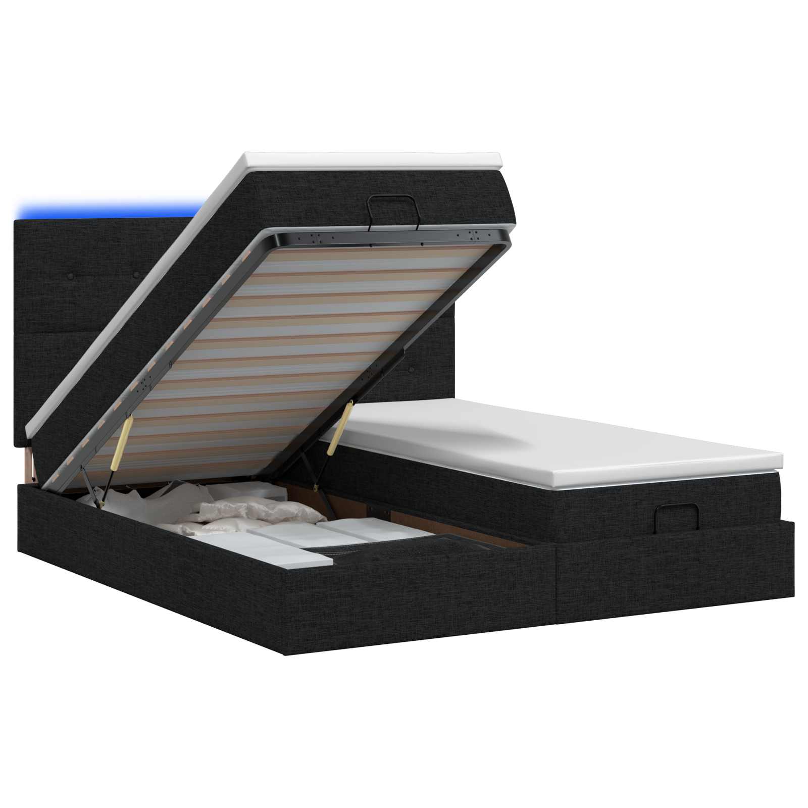 Ottoman Bed met Matrassen en LED Zwart 200 x 200 cm Stof