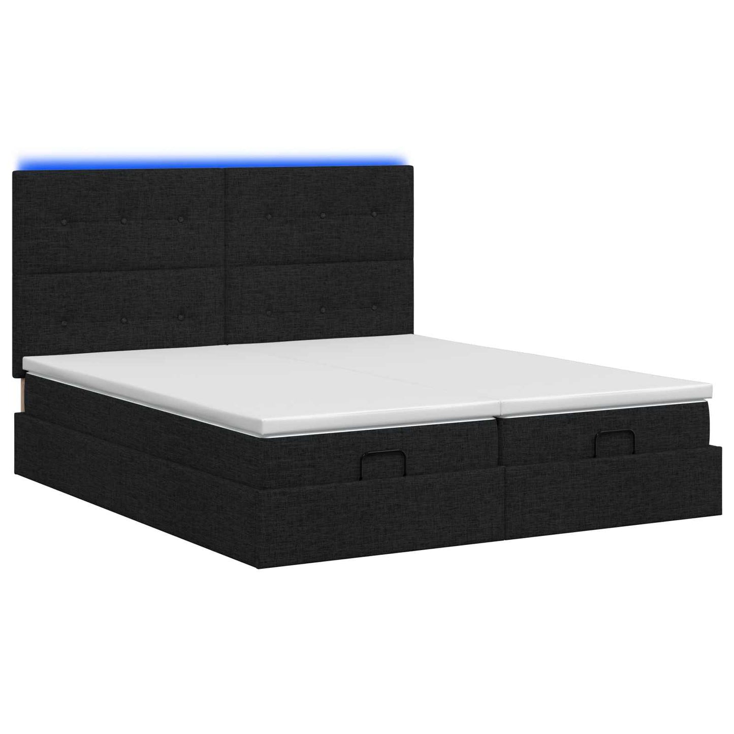 Ottoman Bed met Matrassen en LED Zwart 200 x 200 cm Stof