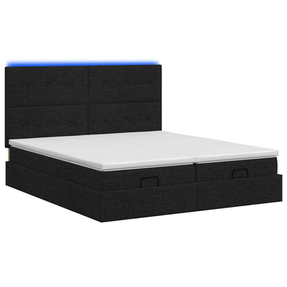 Ottoman Bed met Matrassen en LED Zwart 200 x 200 cm Stof