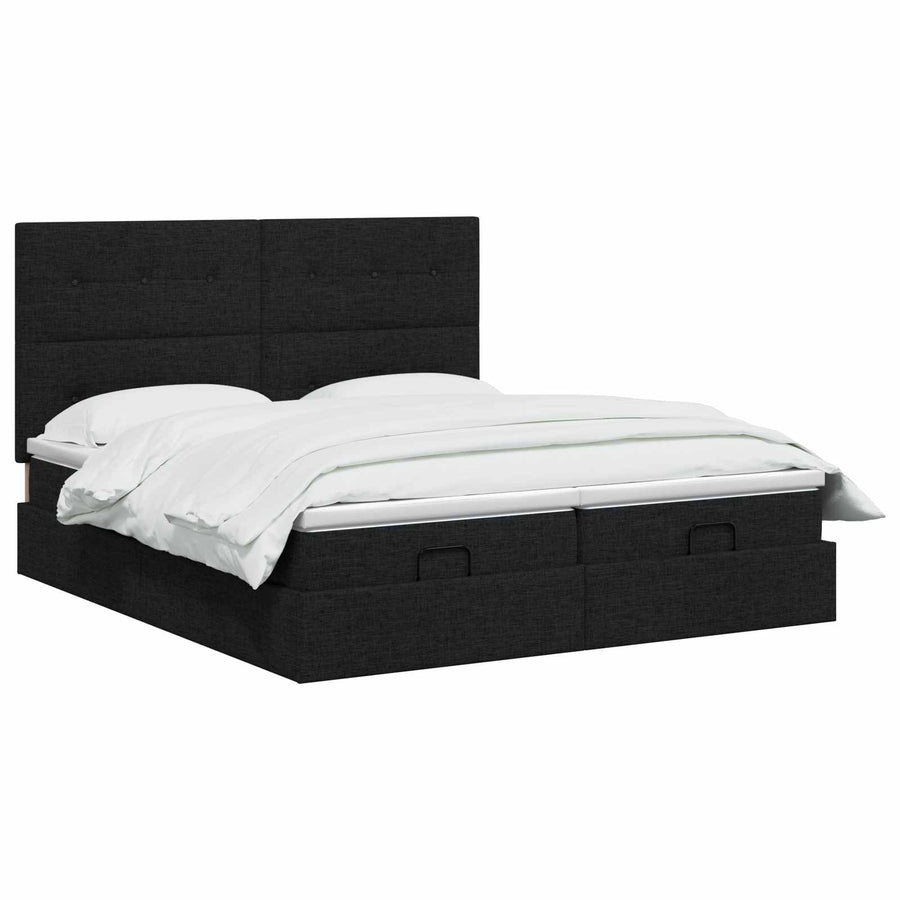 Ottoman Bed met Matrassen en LED Zwart 200 x 200 cm Stof