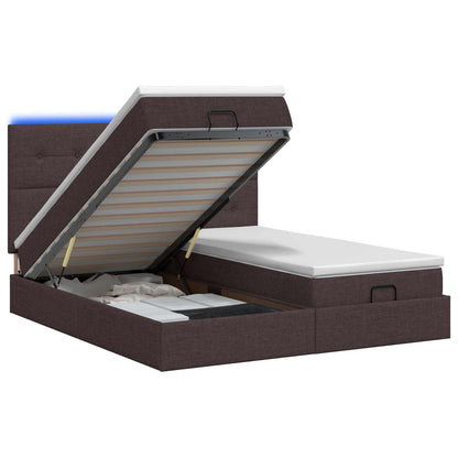 Ottoman Bed met Matrassen en LED Donkerbruin 200 x 200 cm Stof