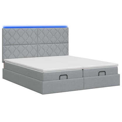Ottoman Bed met Matrassen en LED Lichtgrijs 160 x 200 cm Stof