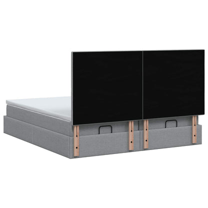 Ottoman Bed met Matrassen en LED Lichtgrijs 160 x 200 cm Stof