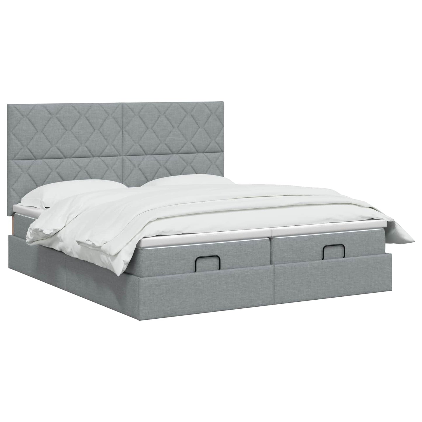 Ottoman Bed met Matrassen en LED Lichtgrijs 160 x 200 cm Stof