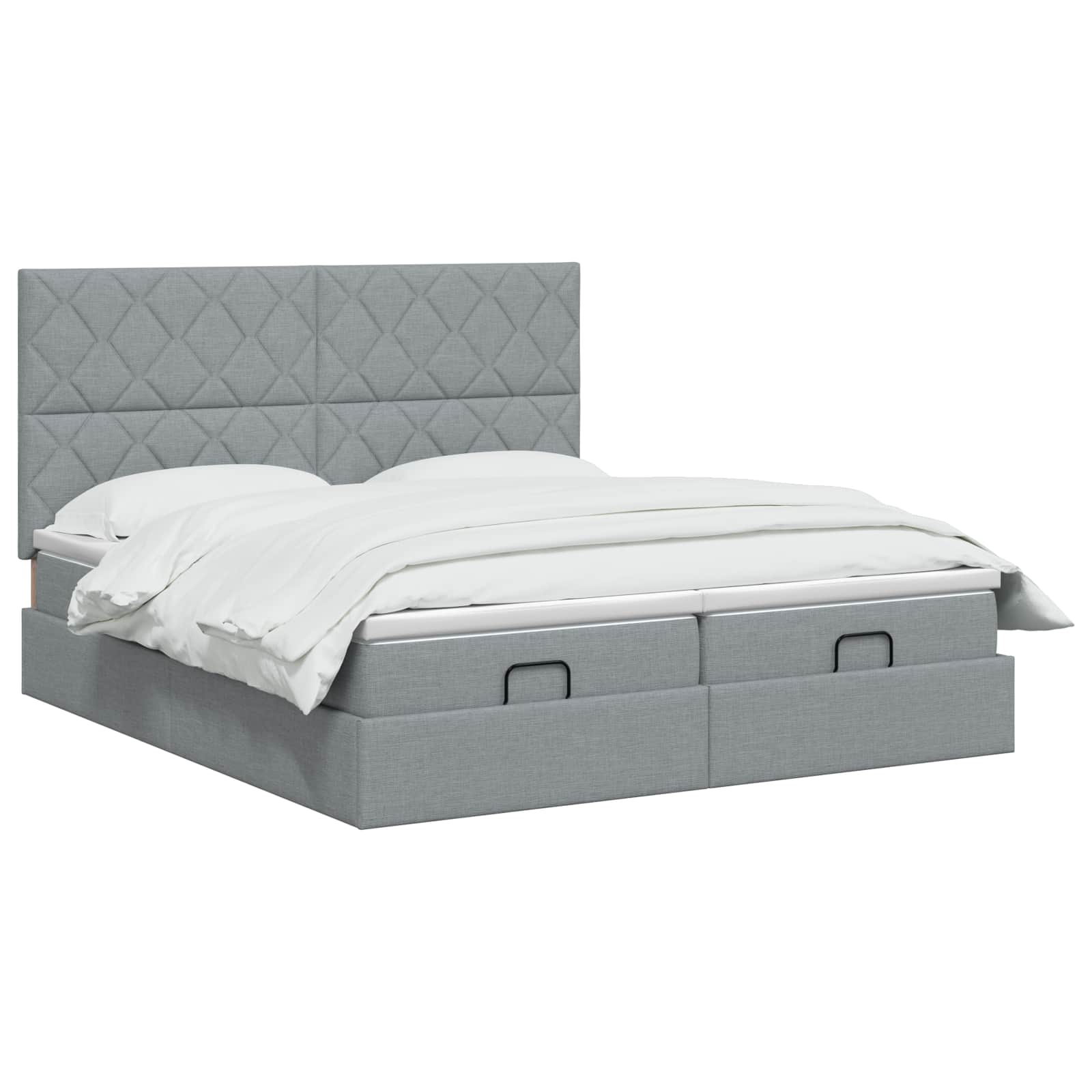 Ottoman Bed met Matrassen en LED Lichtgrijs 160 x 200 cm Stof
