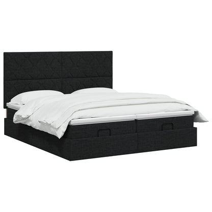 Ottoman Bed met Matrassen en LED Zwart 160 x 200 cm Stof