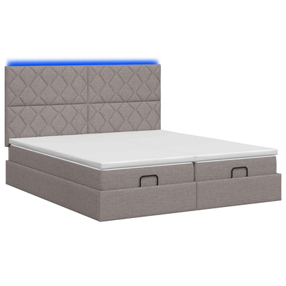 Ottoman Bed met Matrassen en LED Taupe 160 x 200 cm Stof