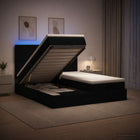 Ottoman bed 160x200 cm zwart stof met matras en LED