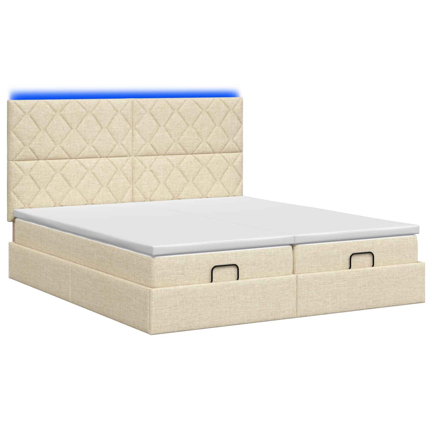 Ottoman Bed met Matrassen en LED Crèmekleurig 180 x 200 cm Stof