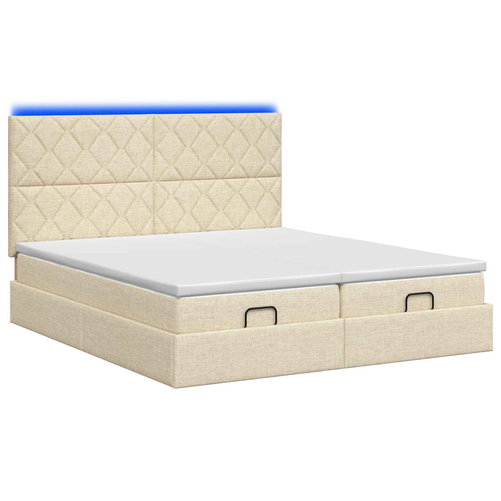 Ottoman Bed met Matrassen en LED Crèmekleurig 180 x 200 cm Stof
