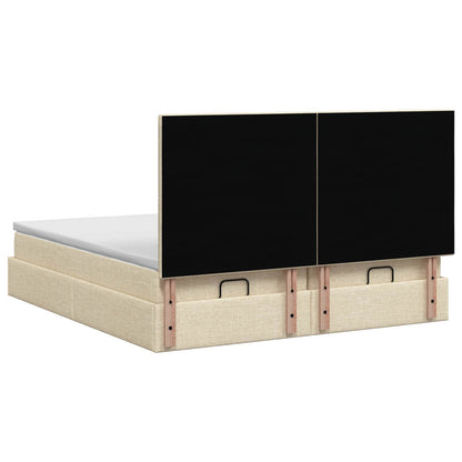 Ottoman Bed met Matrassen en LED Crèmekleurig 180 x 200 cm Stof