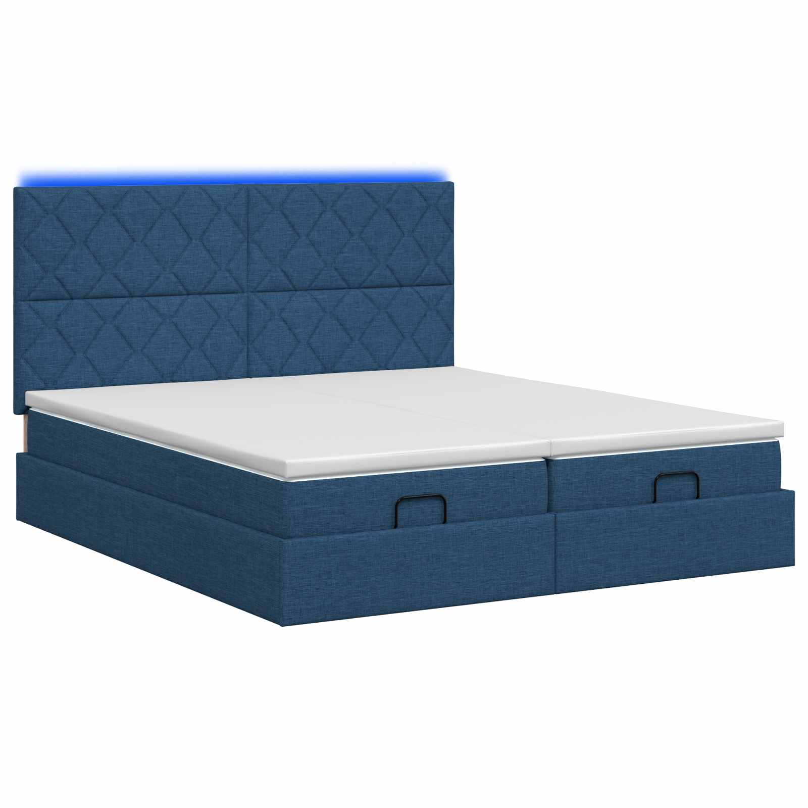 Ottoman Bed met Matrassen en LED Blauw 180 x 200 cm Stof