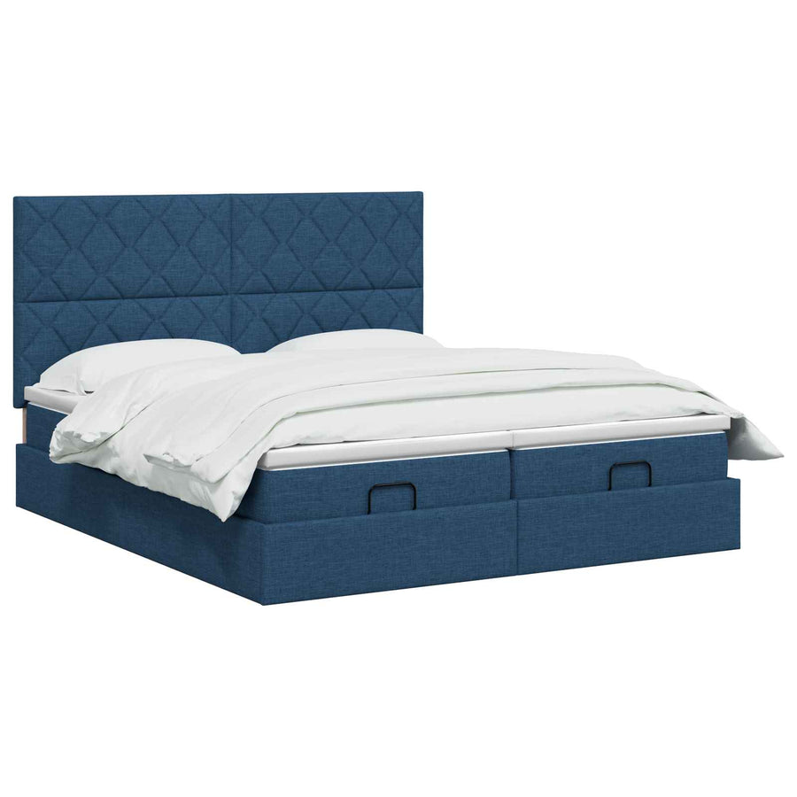 Ottoman Bed met Matrassen en LED Blauw 180 x 200 cm Stof