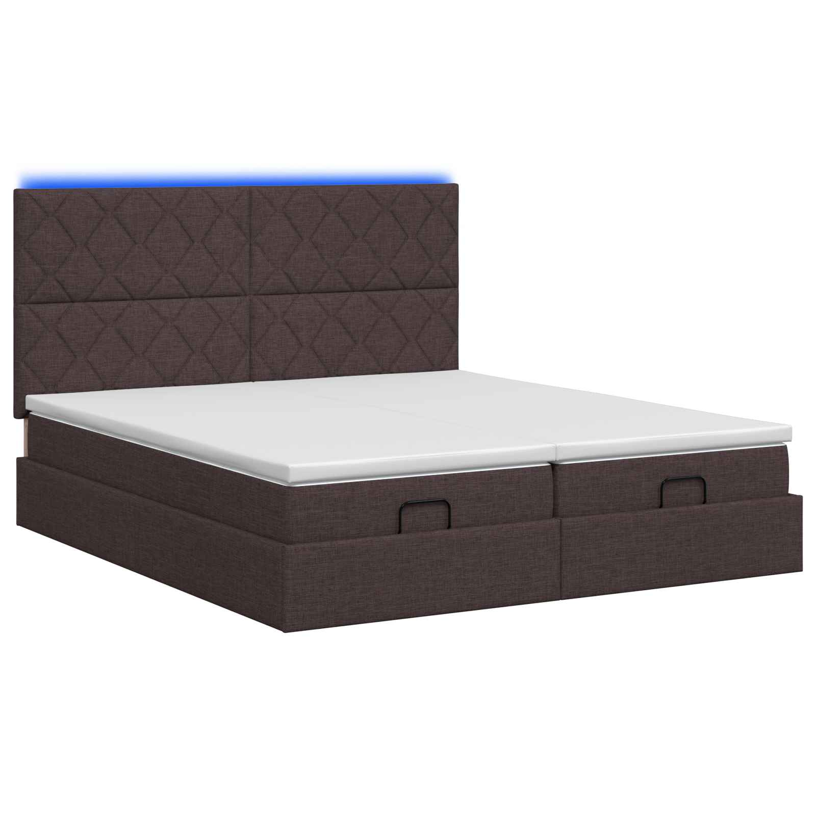Ottoman Bed met Matrassen en LED Donkerbruin 200 x 200 cm Stof