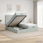 Ottoman bed 180x200 cm lichtgrijs met matras en led