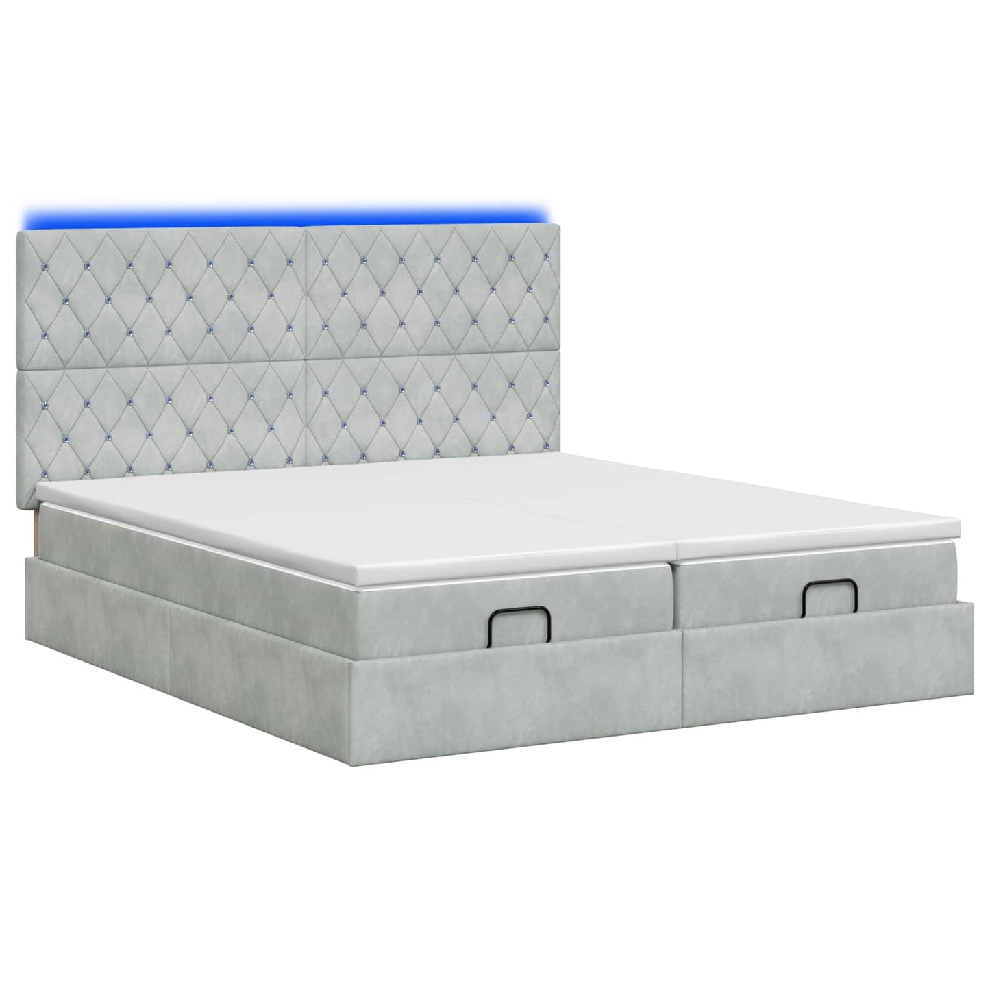 Ottoman Bed met Matrassen en LED Lichtgrijs 180 x 200 cm