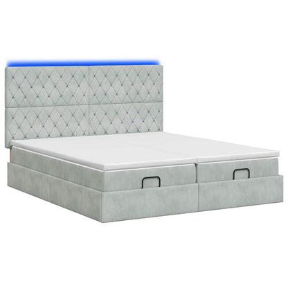 Ottoman Bed met Matrassen en LED Lichtgrijs 180 x 200 cm